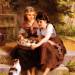 Two Girls With A Basket Of Kittens